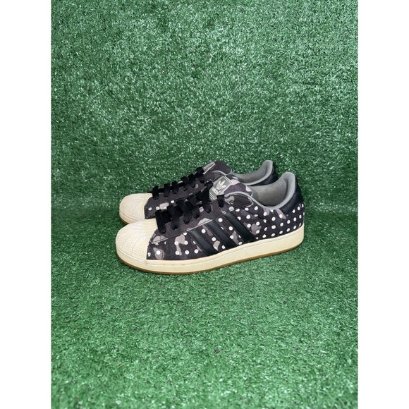 Adidas Superstar Shoes Women 8.5 Mens 7 Black Polka Dot Shell Toe Casual Sneaker - Picture 4 of 9